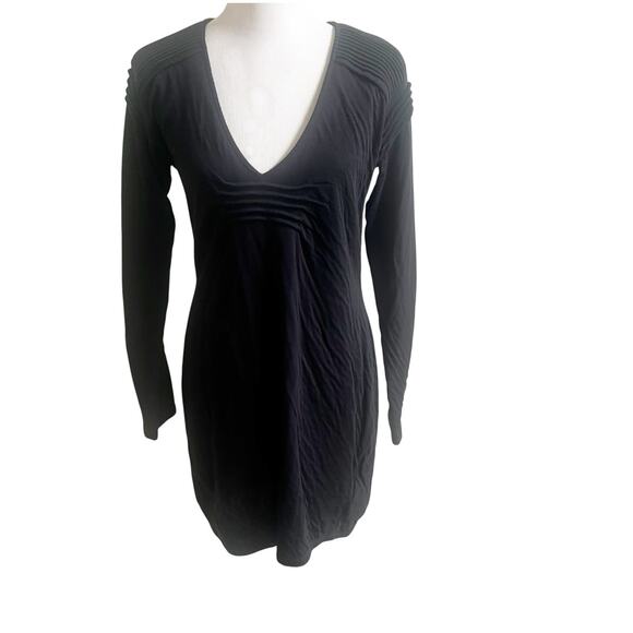 Anne Fontaine Sweater Dress Long Sleeve Black Size 42/Small Wool Blend Pleats - Picture 1 of 11